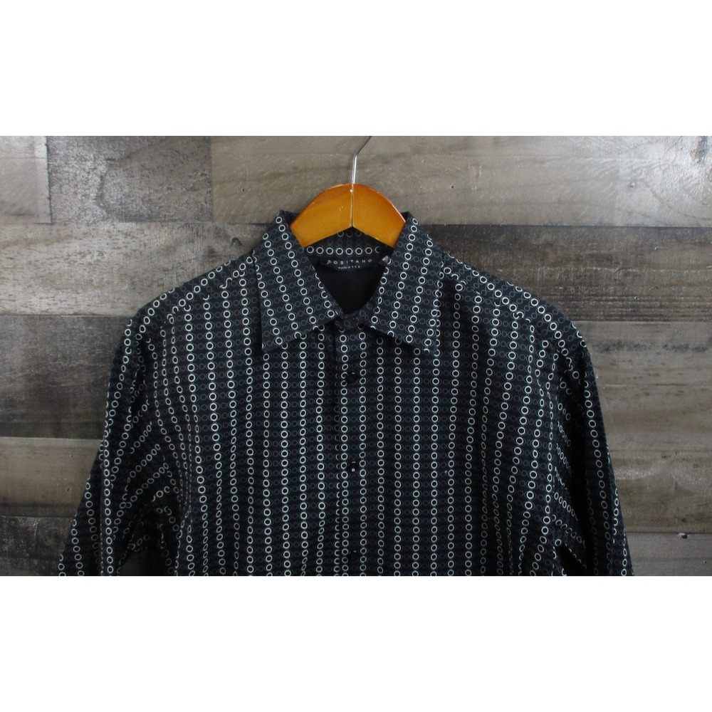 Positano Shirt Mens XL Geometric Button Up Long Sleeve Made USA Spandex Blend